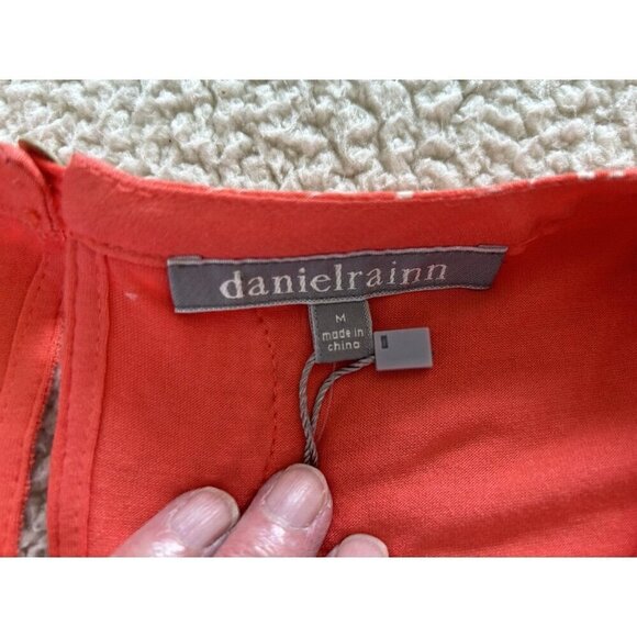 Daniel Rainn Women’s Orange Floral Crochet Trim Sleeveless Blouse Top Size M - Picture 7 of 8